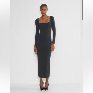 ARITZIA CONTOUR Squareneck Gray Long Sleeve Maxi Dress